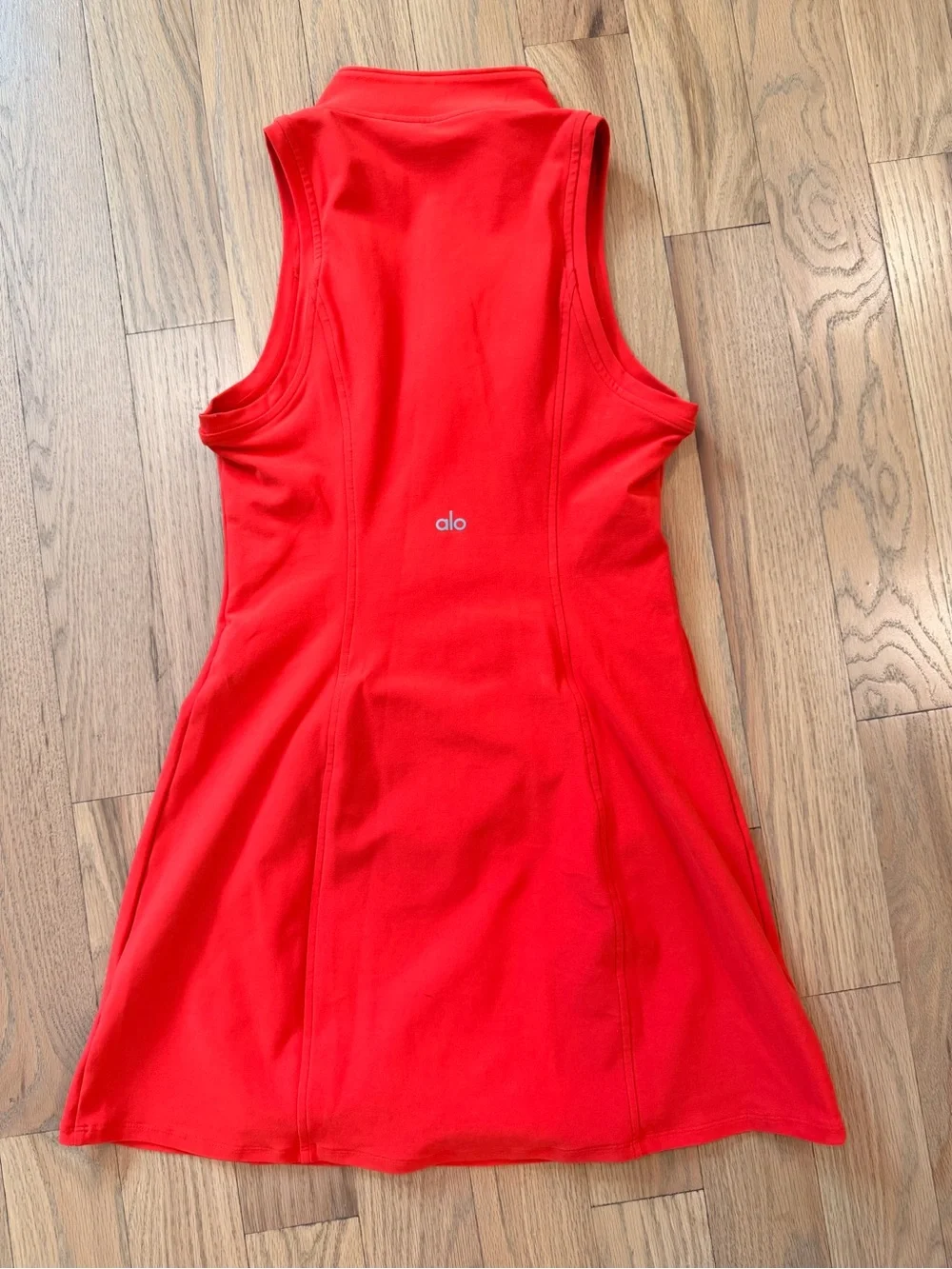Alo Red Sleeveless Zip-Front Tennis Dress